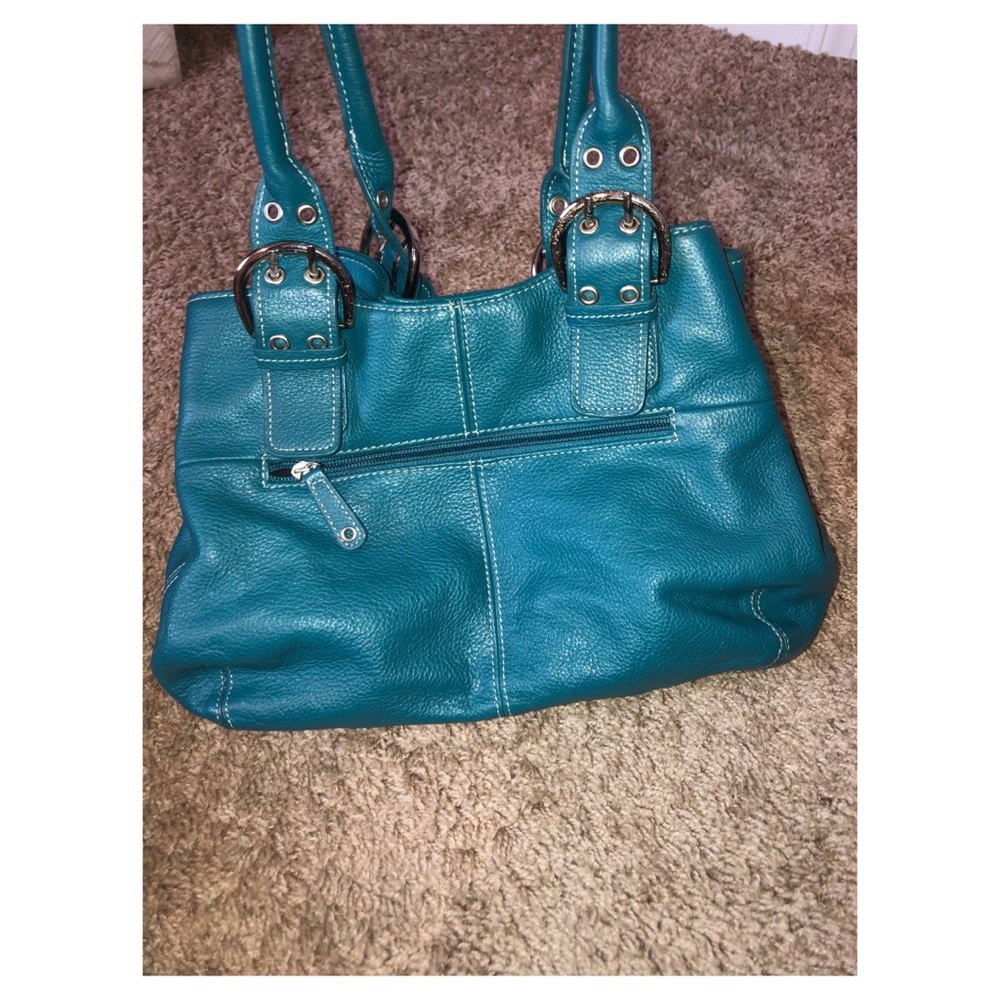 Tignanello Turqouise Blue Leather Tote Bag